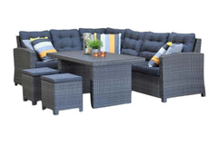 Las Palmas Dining Loungeset - Dark Grey / Hoge tafel, spraystone / Rechts