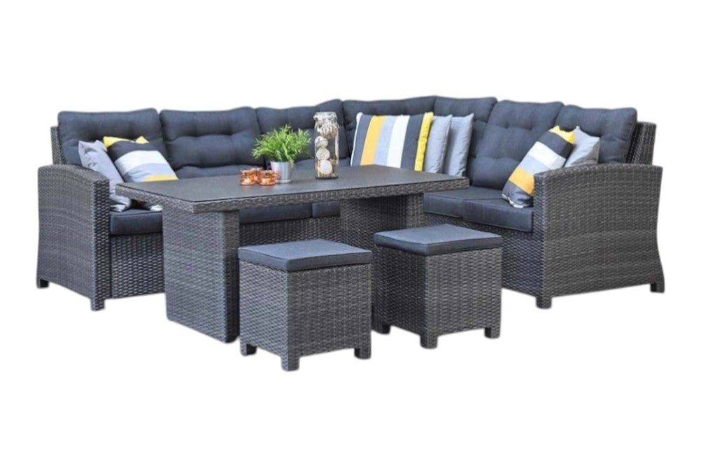 Las Palmas Dining Loungeset - Dark Grey / Hoge tafel, spraystone / Links