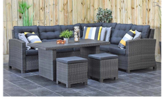 Las Palmas Dining Loungeset - Dark Grey / Hoge tafel, spraystone / Links