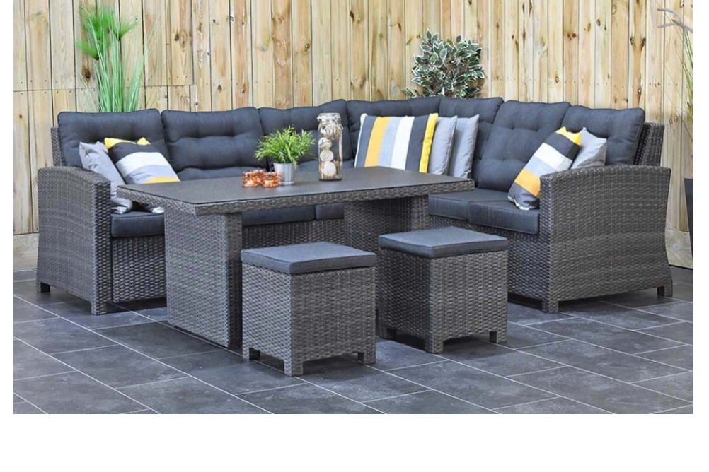 Las Palmas Dining Loungeset - Dark Grey / Hoge tafel, spraystone / Links