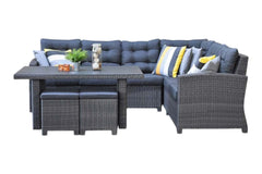 Las Palmas Dining Loungeset - Dark Grey / Hoge tafel, spraystone / Links