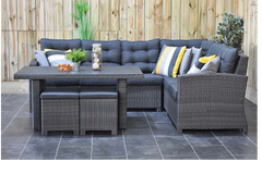 Las Palmas Dining Loungeset - Dark Grey / Hoge tafel, spraystone / Links