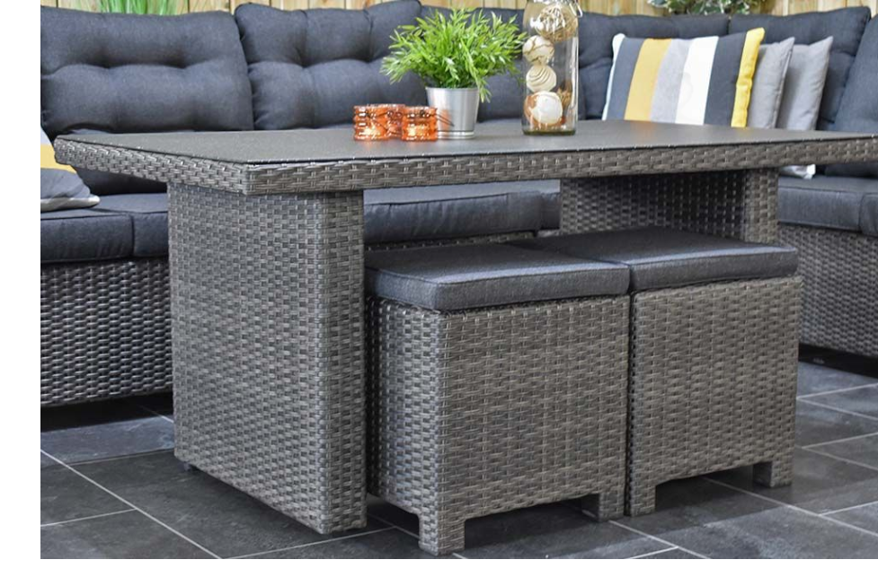 Las Palmas Dining Loungeset - Dark Grey / Hoge tafel, spraystone / Links