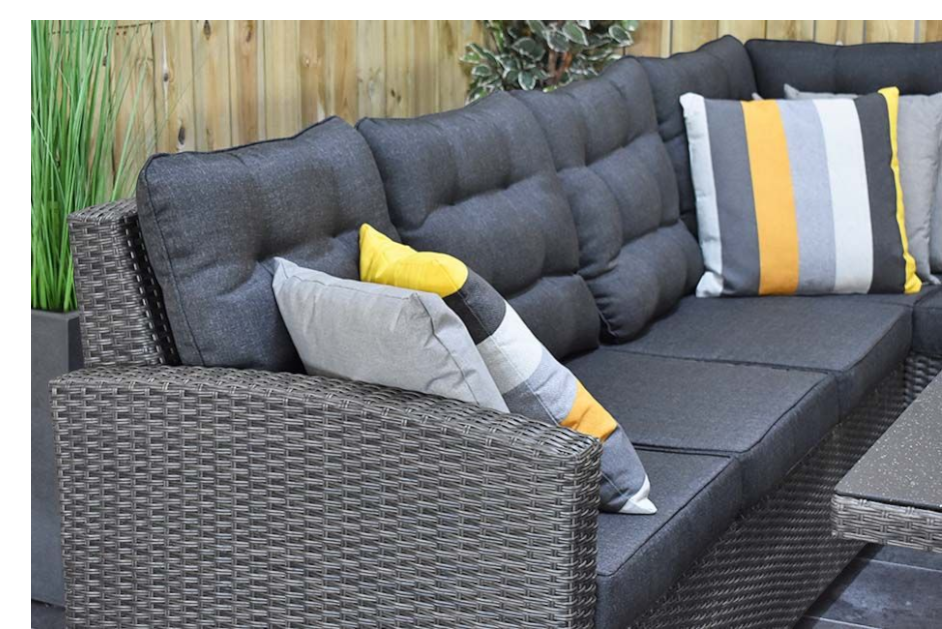 Las Palmas Dining Loungeset - Dark Grey / Hoge tafel, spraystone / Links