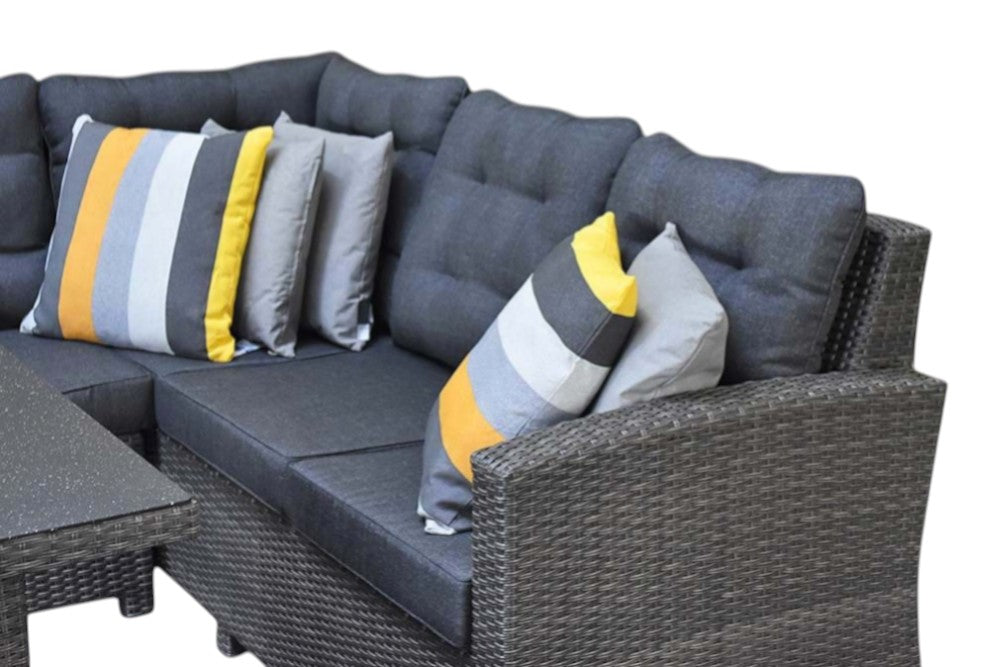 Las Palmas Dining Loungeset - Dark Grey / Hoge tafel, spraystone / Links