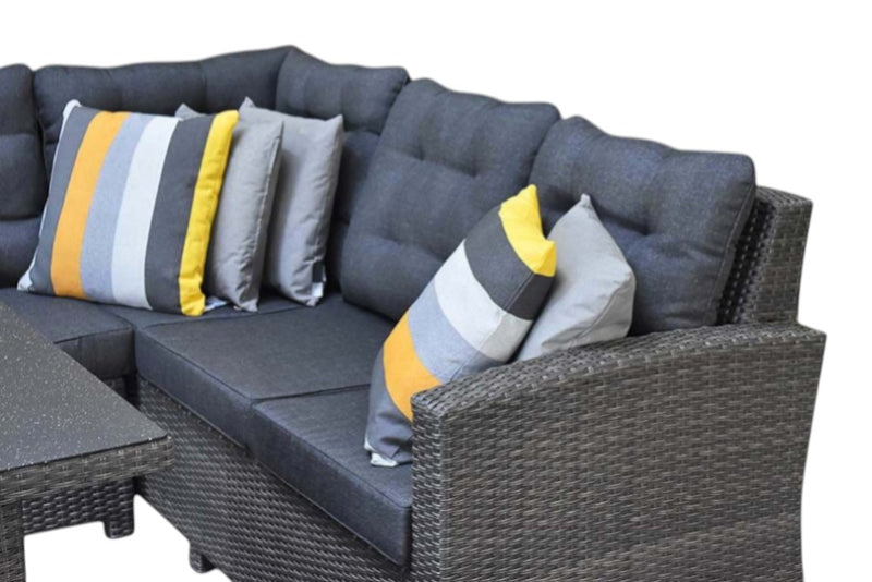 Las Palmas Dining Loungeset - Dark Grey / Hoge tafel, spraystone / Links