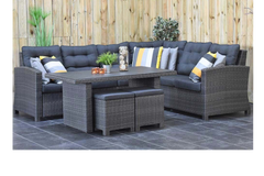 Las Palmas Dining Loungeset - Dark Grey / Hoge tafel, spraystone / Links