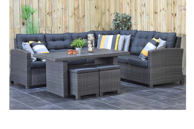 Las Palmas Dining Loungeset - Dark Grey / Hoge tafel, spraystone / Links