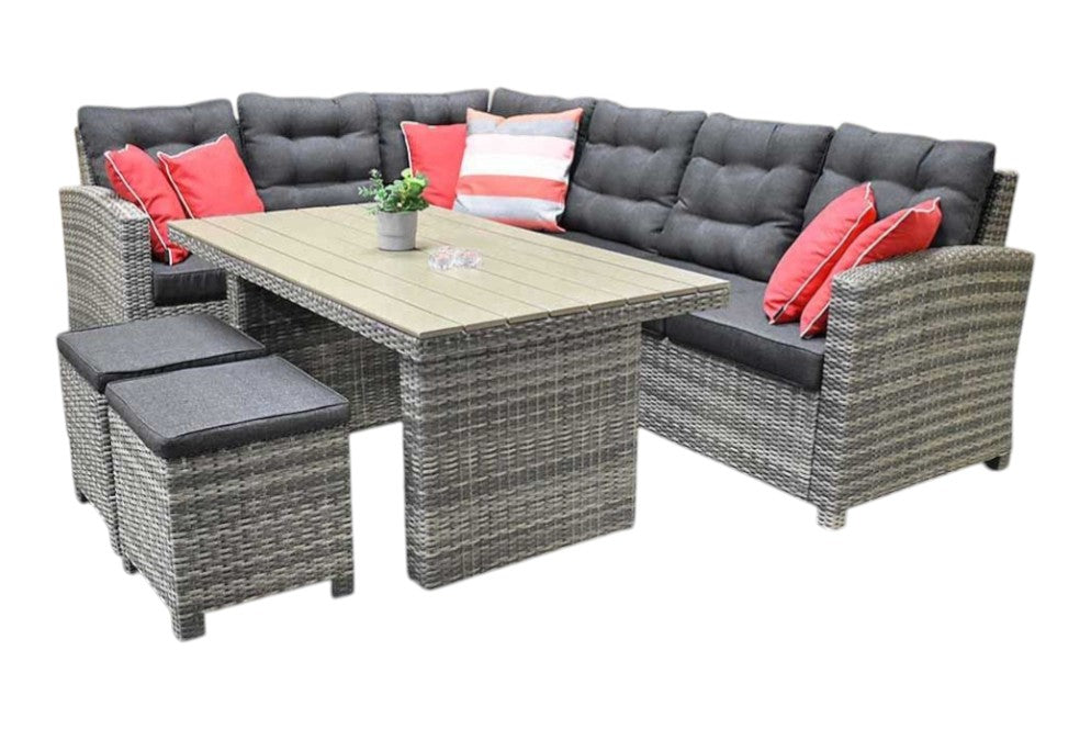 Las Palmas Dining Loungeset - Light Grey / Hoge tafel, polywood / Rechts