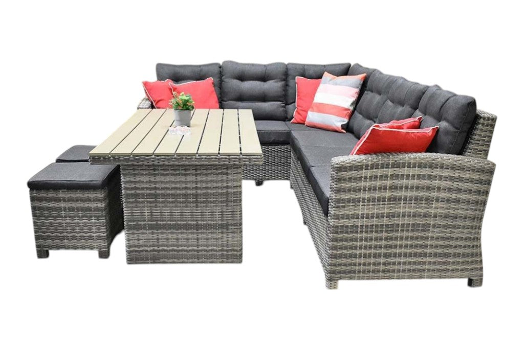 Las Palmas Dining Loungeset - Light Grey / Hoge tafel, polywood / Rechts