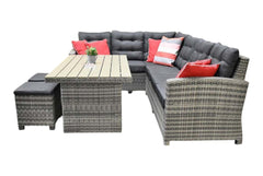 Las Palmas Dining Loungeset - Light Grey / Hoge tafel, polywood / Rechts