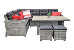 Las Palmas Dining Loungeset - Light Grey / Hoge tafel, polywood / Rechts
