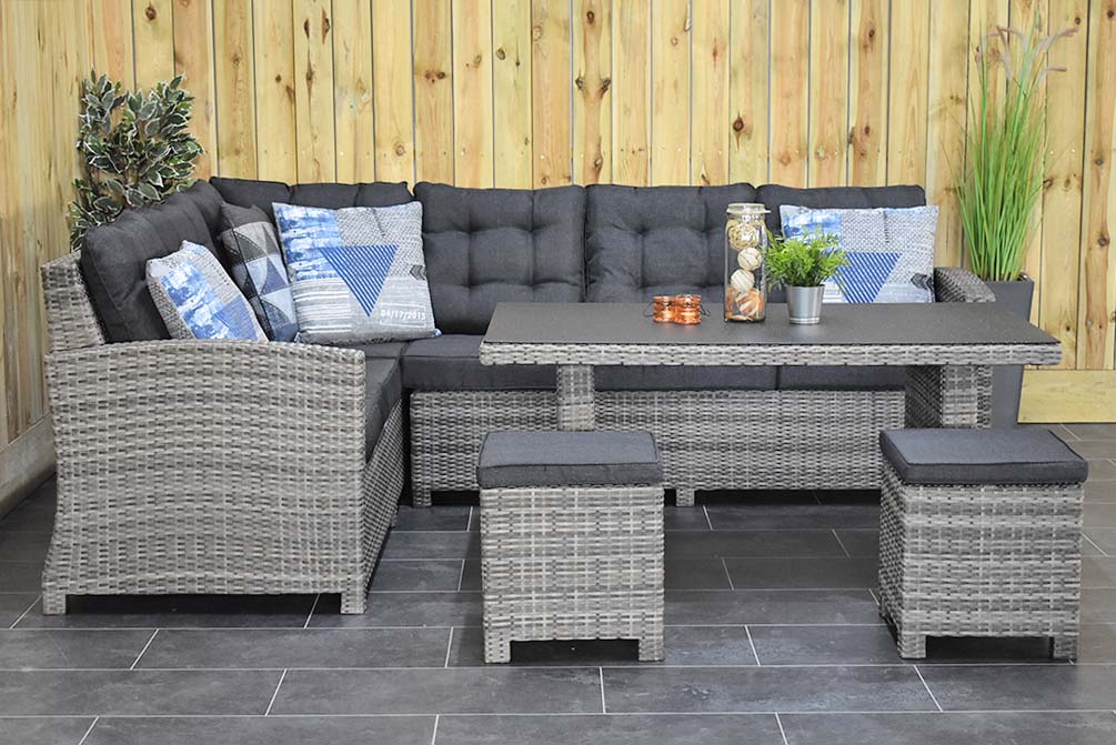 Outnest Las Palmas Light Grey hoekbank wicker detail