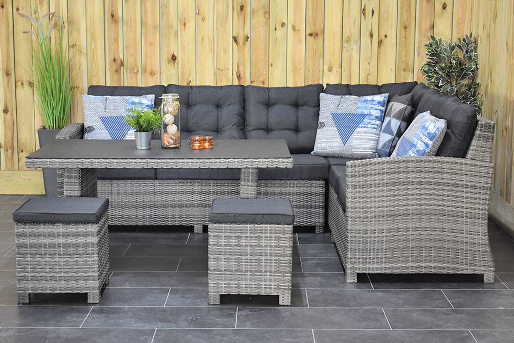 Outnest Las Palmas Light Grey hoekbank wicker detail