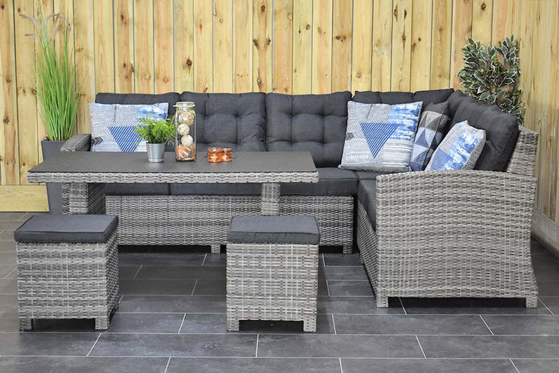 Outnest Las Palmas Light Grey hoekbank wicker detail