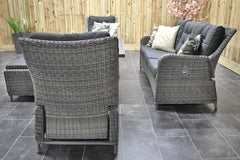 Madrid Verstelbare Dining Loungeset 3-zits + 2 stoelen - Spraystone / Kobo Grey / Vuurtafel 150 cm