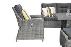 Madrid Verstelbare Dining Loungeset 3-zits + 2 stoelen - Spraystone / Kobo Grey / Hoog