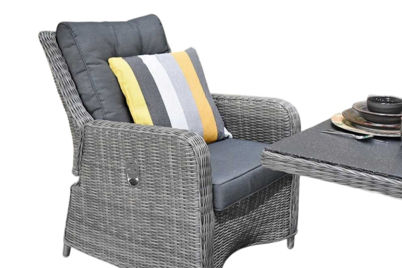 Madrid Verstelbare Dining Loungeset 3-zits + 2 stoelen - Spraystone / Kobo Grey / Hoog XL