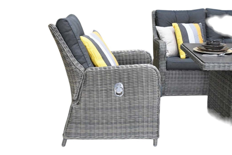 Madrid Verstelbare Dining Loungeset 3-zits + 2 stoelen - Spraystone / Kobo Grey / Hoog XL