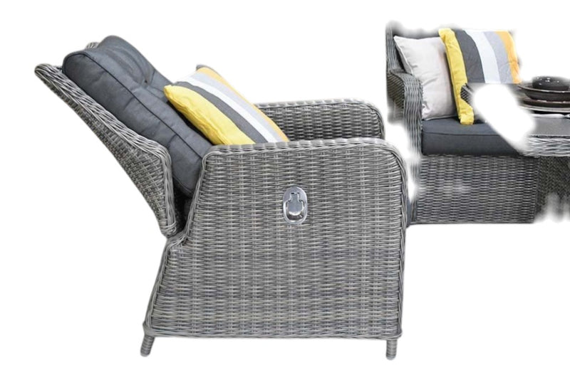Madrid Verstelbare Dining Loungeset 3-zits + 2 stoelen - Spraystone / Kobo Grey / Hoog XL