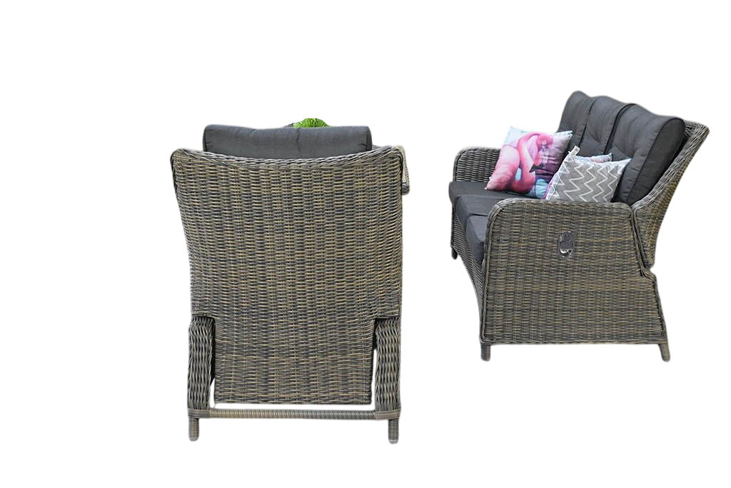 Madrid Verstelbare Dining Loungeset 3-zits + 2 stoelen - Glas / Kobo Grey / Hoog