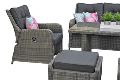 Madrid Verstelbare Dining Loungeset 3-zits + 2 stoelen - Glas / Kobo Grey / Hoog