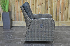 Madrid Verstelbare Dining Loungeset 3-zits + 2 stoelen - Spraystone / Kobo Grey / Vuurtafel 150 cm