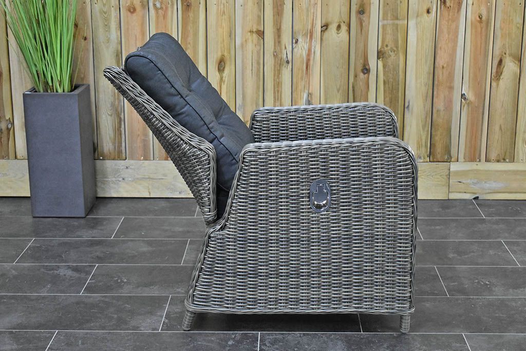 Madrid Verstelbare Dining Loungeset 3-zits + 2 stoelen - Spraystone / Kobo Grey / Vuurtafel 150 cm