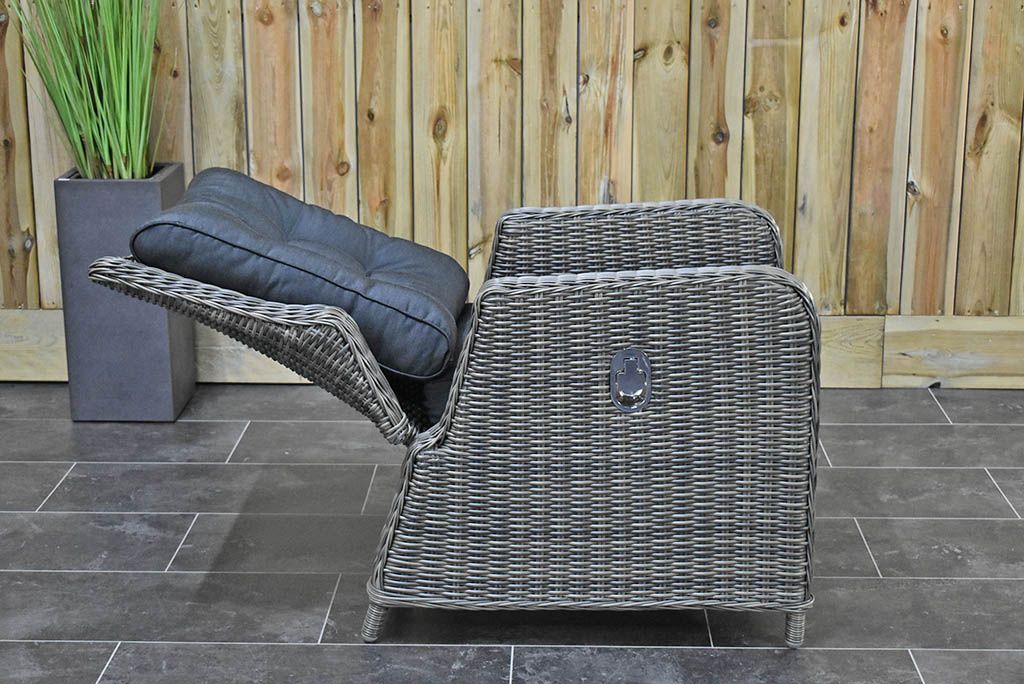 Madrid Verstelbare Dining Loungeset 3-zits + 2 stoelen - Spraystone / Kobo Grey / Vuurtafel 150 cm