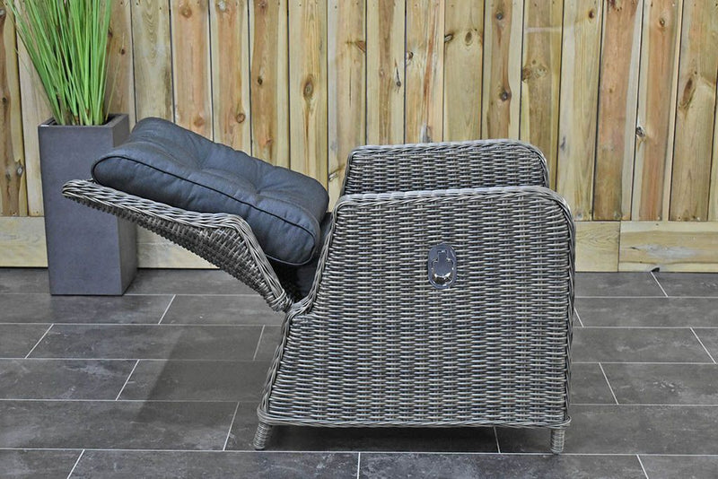 Madrid Verstelbare Dining Loungeset 3-zits + 2 stoelen - Spraystone / Kobo Grey / Vuurtafel 150 cm