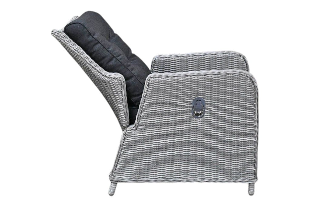Madrid Verstelbare Dining Loungeset 4 Personen - Spraystone / Light Kobo Grey / Vuurtafel 120 cm