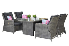 Madrid Verstelbare Dining Loungeset 4 Personen - Glas / Kobo Grey / Hoog