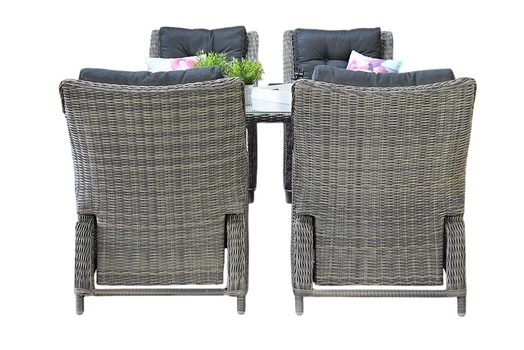 Madrid Verstelbare Dining Loungeset 4 Personen - Glas / Kobo Grey / Hoog