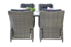 Madrid Verstelbare Dining Loungeset 4 Personen - Glas / Kobo Grey / Hoog