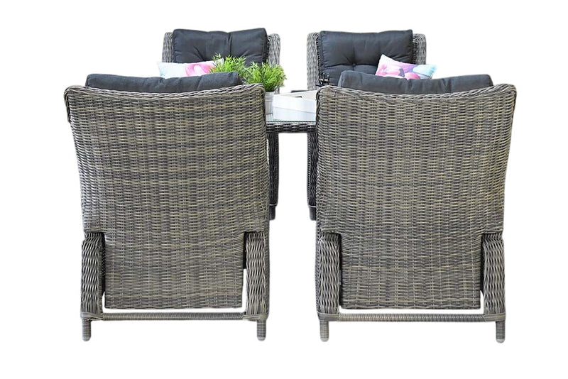 Madrid Verstelbare Dining Loungeset 4 Personen - Glas / Kobo Grey / Hoog