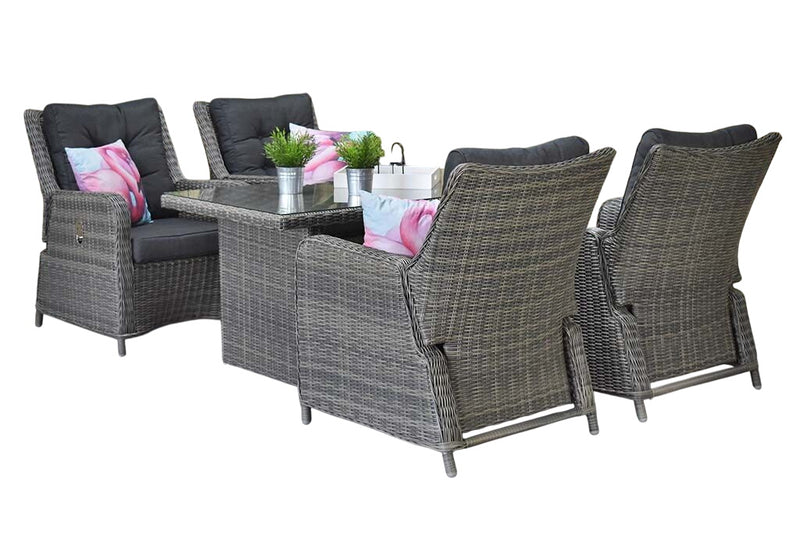 Madrid Verstelbare Dining Loungeset 4 Personen - Glas / Kobo Grey / Hoog