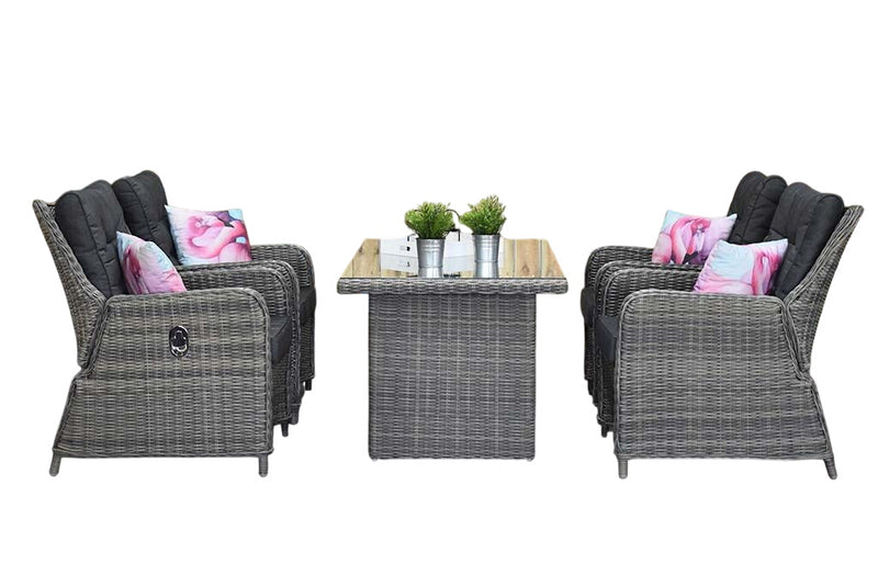 Madrid Verstelbare Dining Loungeset 4 Personen - Glas / Kobo Grey / Hoog