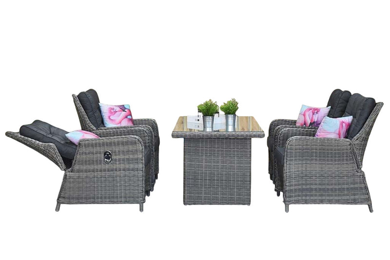 Madrid Verstelbare Dining Loungeset 4 Personen - Glas / Kobo Grey / Hoog