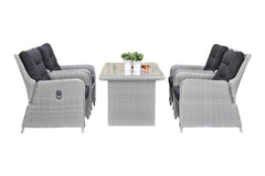 Madrid Verstelbare Dining Loungeset 4 Personen - Glas / Light Kobo Grey / Hoog
