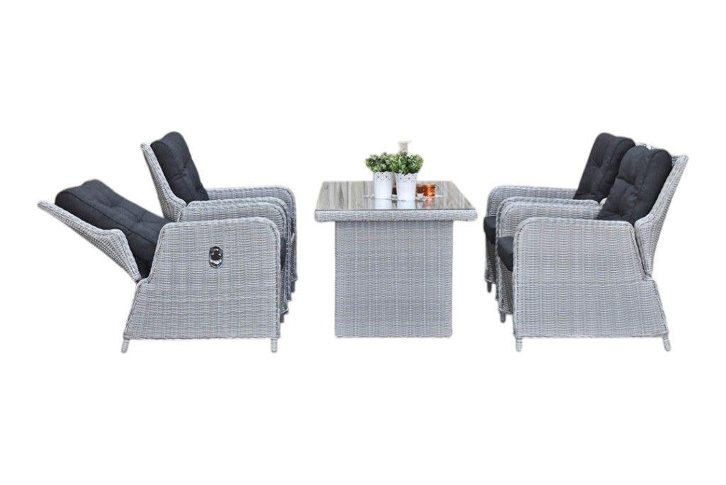 Madrid Verstelbare Dining Loungeset 4 Personen - Glas / Light Kobo Grey / Hoog