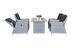 Madrid Verstelbare Dining Loungeset 4 Personen - Glas / Light Kobo Grey / Hoog