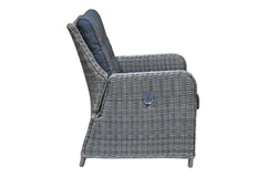Madrid Verstelbare Dining Loungeset 4 Personen - Spraystone / Kobo Grey / Vuurtafel 150 cm