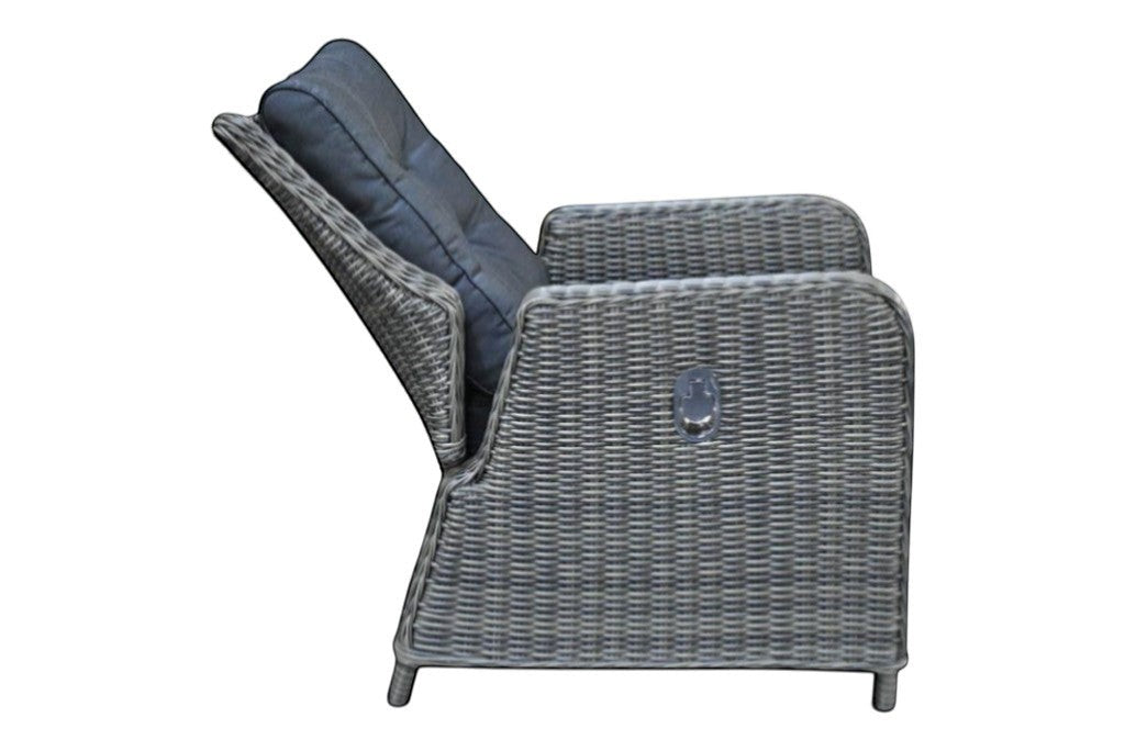 Madrid Verstelbare Dining Loungeset 4 Personen - Spraystone / Kobo Grey / Vuurtafel 120 cm
