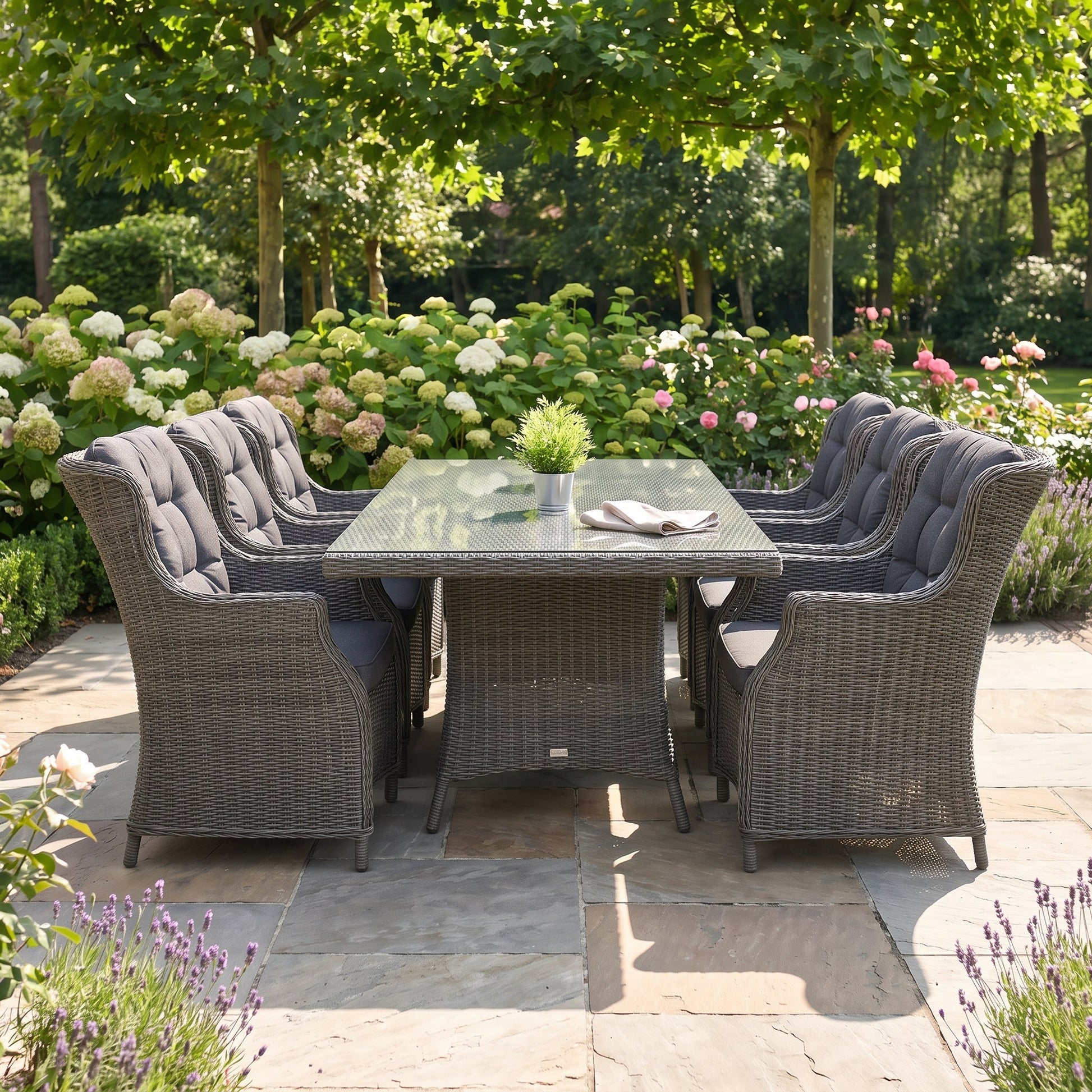 Menorca-Darwin Tuinset 6 Personen Glas Rock Grey - Outnest tuinmeubelen