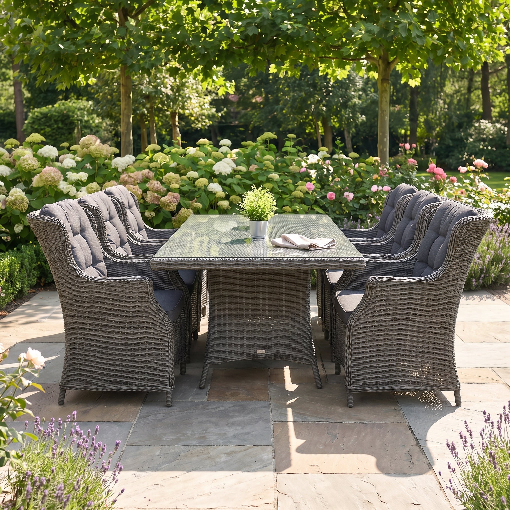 Menorca-Darwin Tuinset 6 Personen Glas Rock Grey - Outnest tuinmeubelen