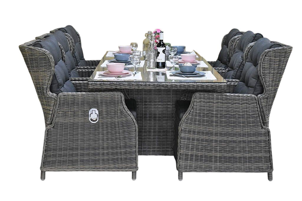 Menorca-Barcelona verstelbare Tuinset 6 Personen - Kobo Grey