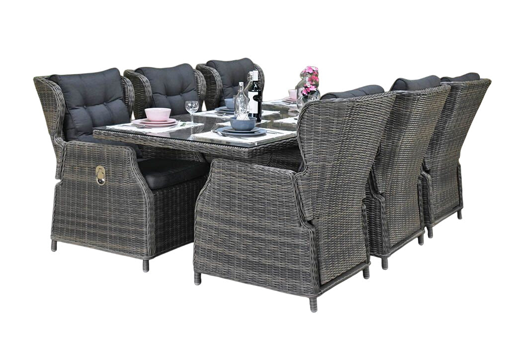 Menorca-Barcelona verstelbare Tuinset 6 Personen - Kobo Grey