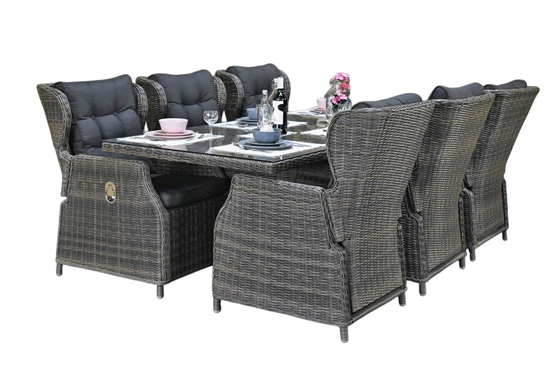 Menorca-Barcelona verstelbare Tuinset 6 Personen - Kobo Grey