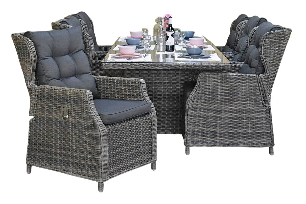 Menorca-Barcelona verstelbare Tuinset 6 Personen - Kobo Grey