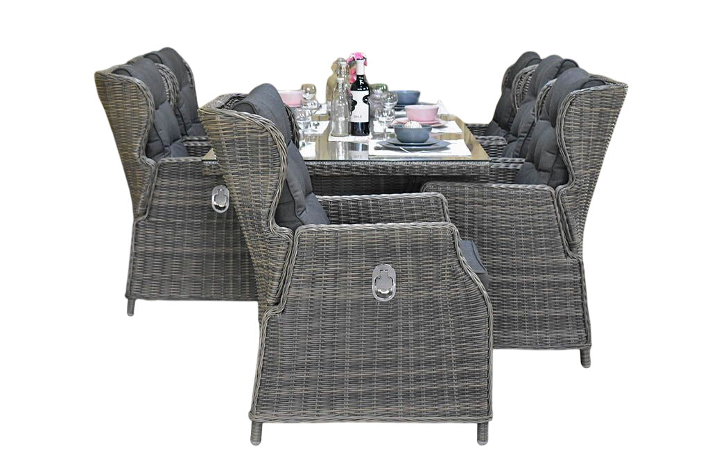 Menorca-Barcelona verstelbare Tuinset 6 Personen - Kobo Grey